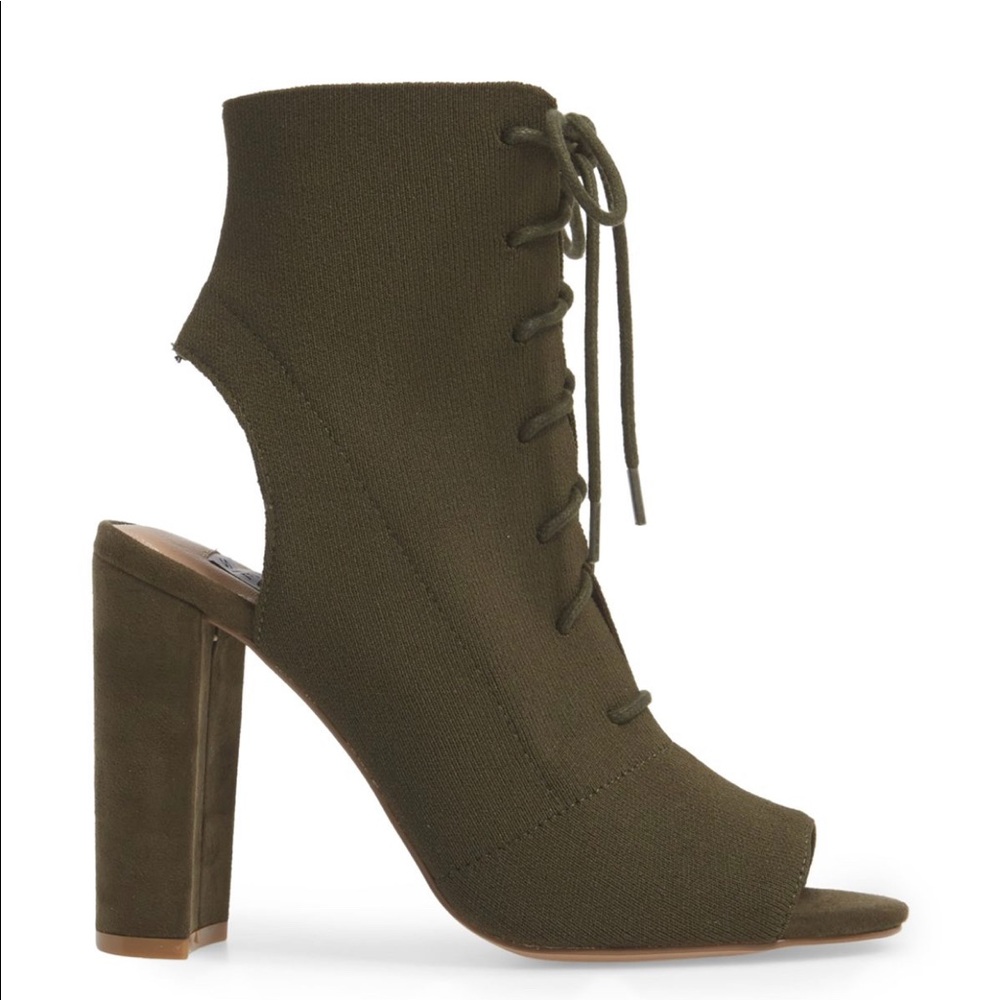 Steve Madden Lace- up sock bootie (olive)